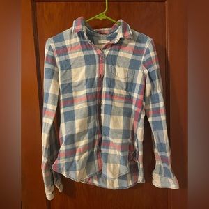 American Eagle Slim Fit Blue and Pink Flannel